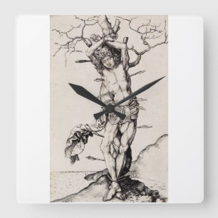 Martyrdom of Saint Sebastian by Martin Schongauer Square Wall Clock