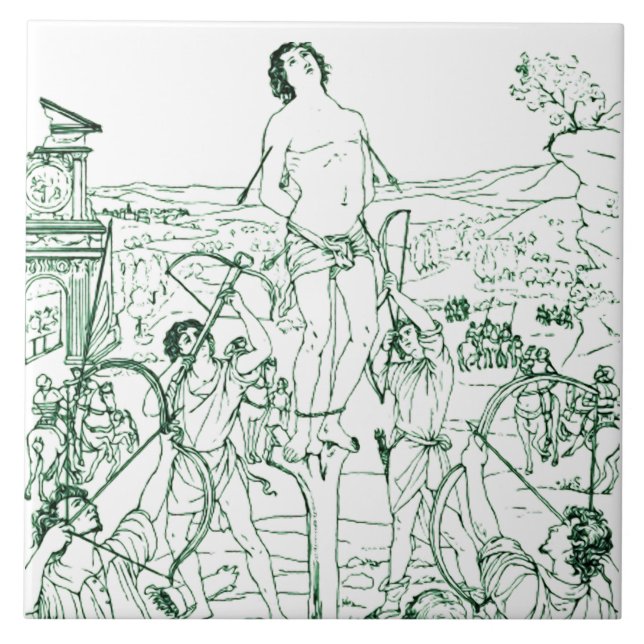 Martyrdom of Saint Sebastian  Ceramic Tile (Front)