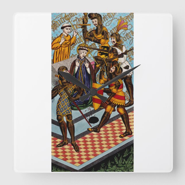 Martyrdom of Saint Thomas of Canterbury Square Wall Clock (Front)