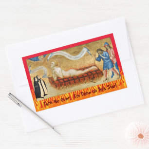 Martyrdom of St. Lawrence, with Two Nuns (M 022) Rectangular Sticker