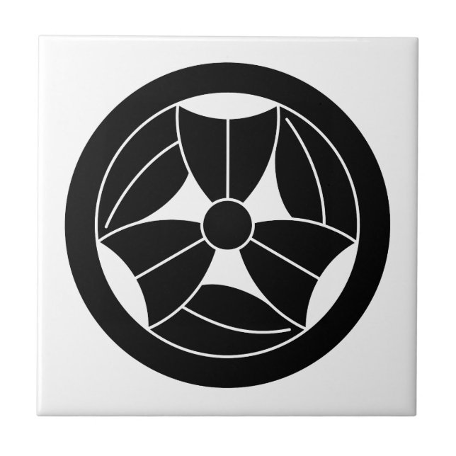Maru ni Mitsuore Sasa Ceramic Tile (Front)