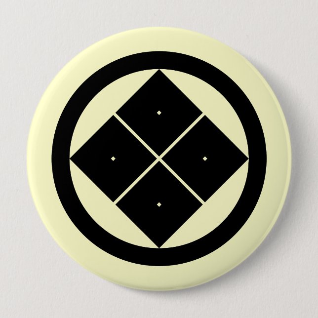 Maruni sumitate yotsume, Japan 10 Cm Round Badge (Front)