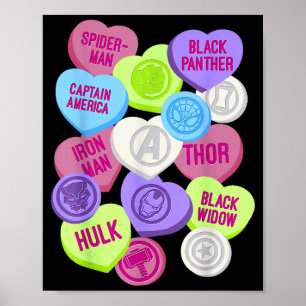 Marvel Avengers Symbols Candy Hearts Valentines Da Poster