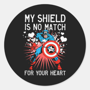 Marvel Captain America Shield Heart Valentine Grap Classic Round Sticker