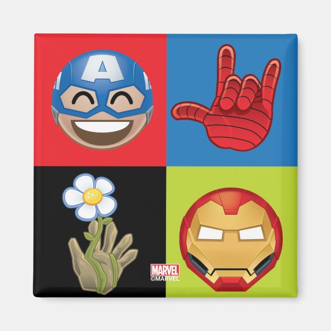 Marvel Emoji Characters Grid Pattern Magnet (Front)