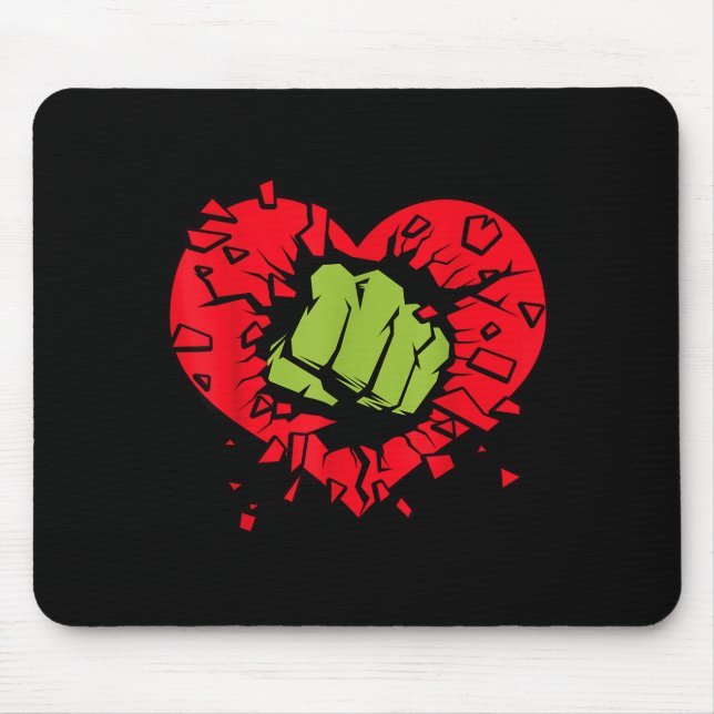 Marvel Hulk Smash Heart Valentines Day  Mouse Pad (Front)
