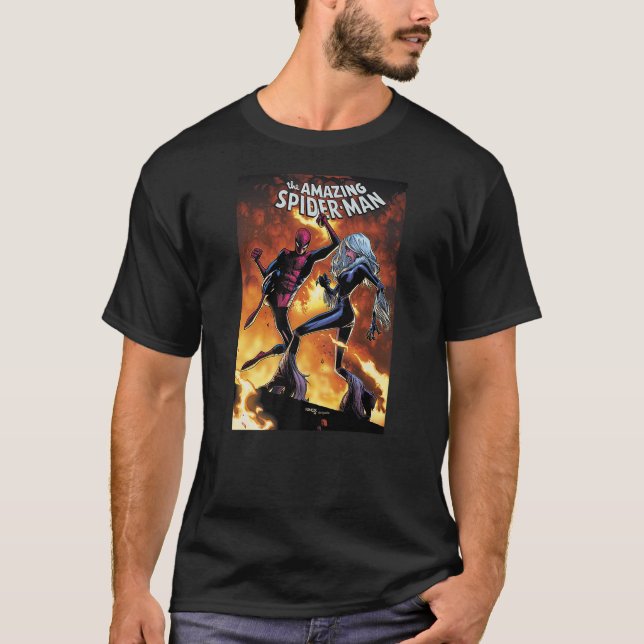 Marvel Spider-Man Black Cat Comic Cover T-Shirt (Front)