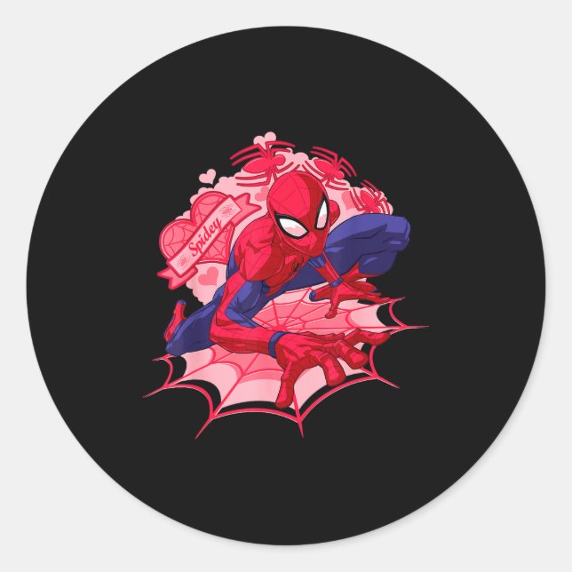 Marvel Spider-man Hearts Valentines Day  Classic Round Sticker (Front)