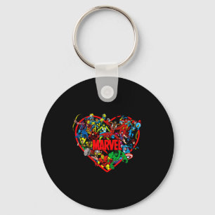Marvel Valentines Day Group Shot Heart Mashup  Key Ring