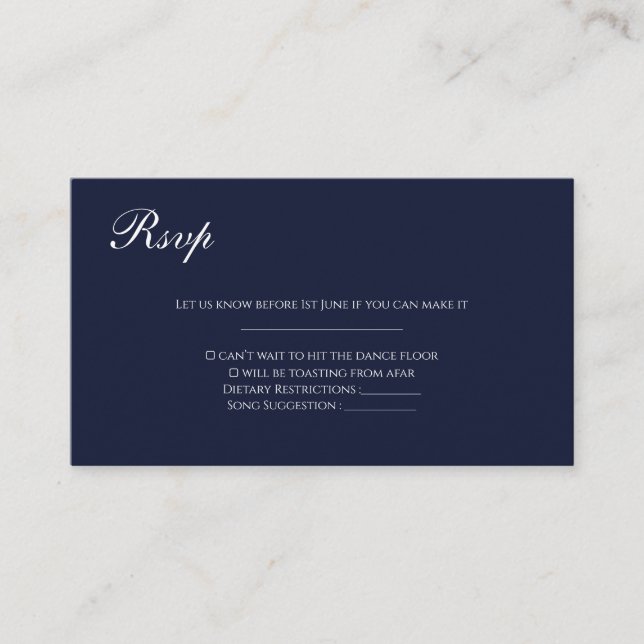 Marvellous Blue save the date wedding rsvp card (Front)