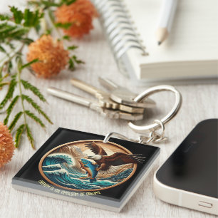 Marvellous Eagle Swooping Down to Catch Fish  Key Ring