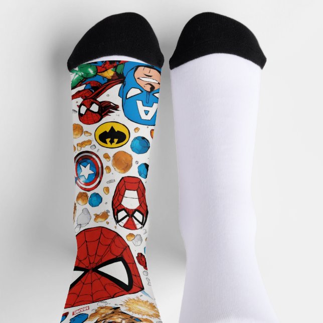 "Marvellous Fusion: Seamless White Background Sock (Top)
