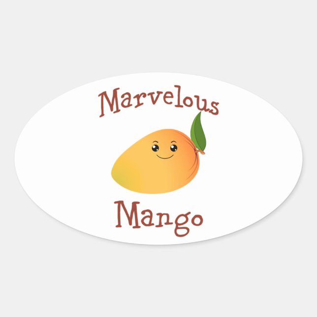 Marvellous Mango Oval Sticker (Front)
