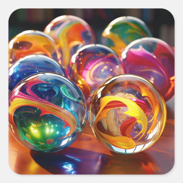 Marvellous marbles square sticker (Front)