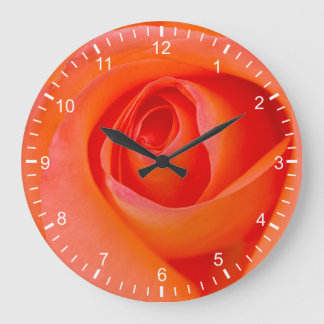 Marvellous Orange Rose Bud Large Clock