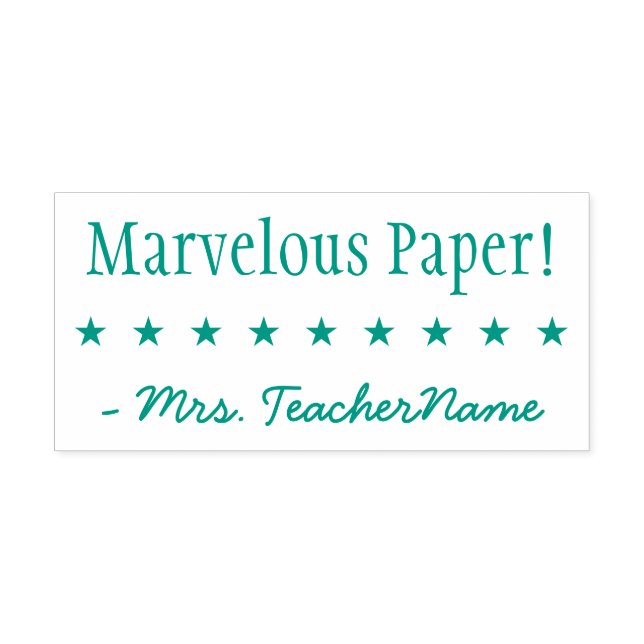 "Marvellous Paper!" + Tutor's Name Rubber Stamp (Design)