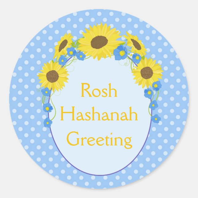 Marvellous Rosh Hashanah Sunflower Greeting Classic Round Sticker (Front)