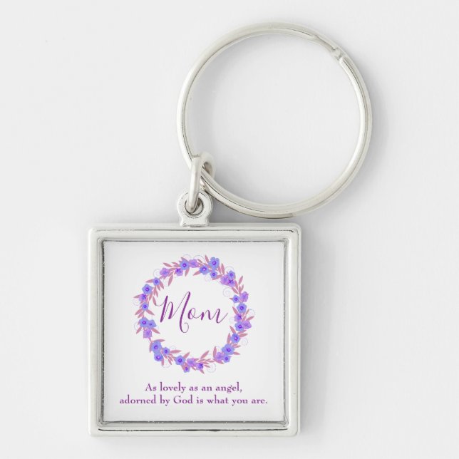Marvelous Mom Purple floral Key Ring (Front)