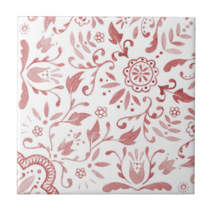 Marvelous Vintage Red Pattern Ceramic Tile