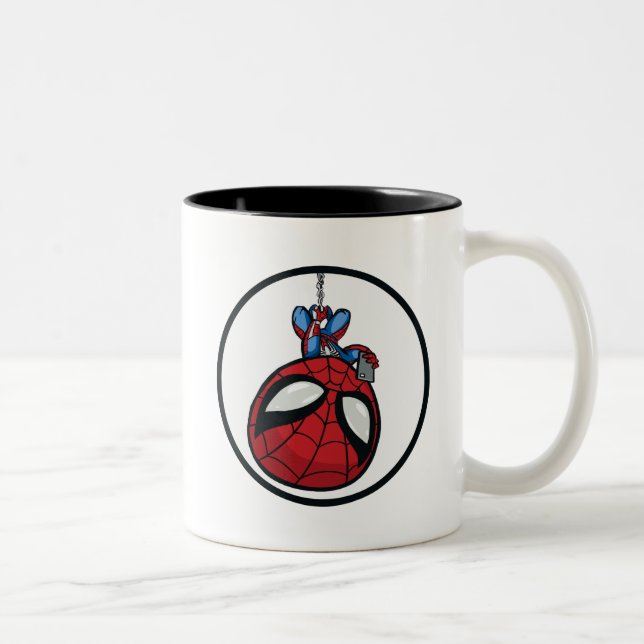 Marvel's Spider-Man | Cartoon Spidey Upside Down Two-Tone Coffee Mug (Right)