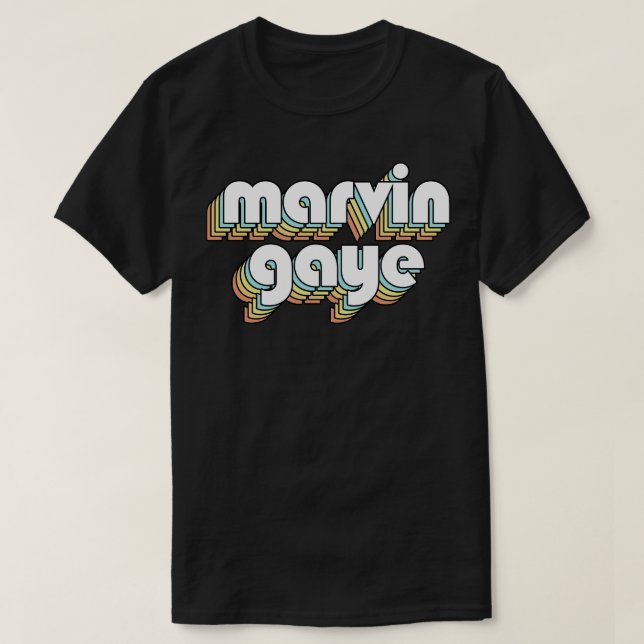 Marvin Gaye Retro Rainbow Typography Faded Style T-Shirt (Design Front)