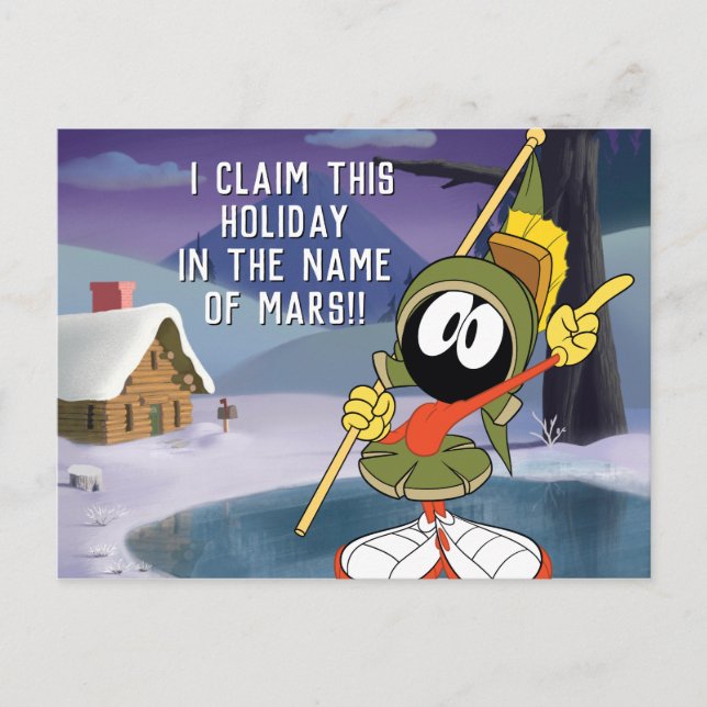 MARVIN MARTIAN™ Winter Cabin Holiday Postcard (Front)