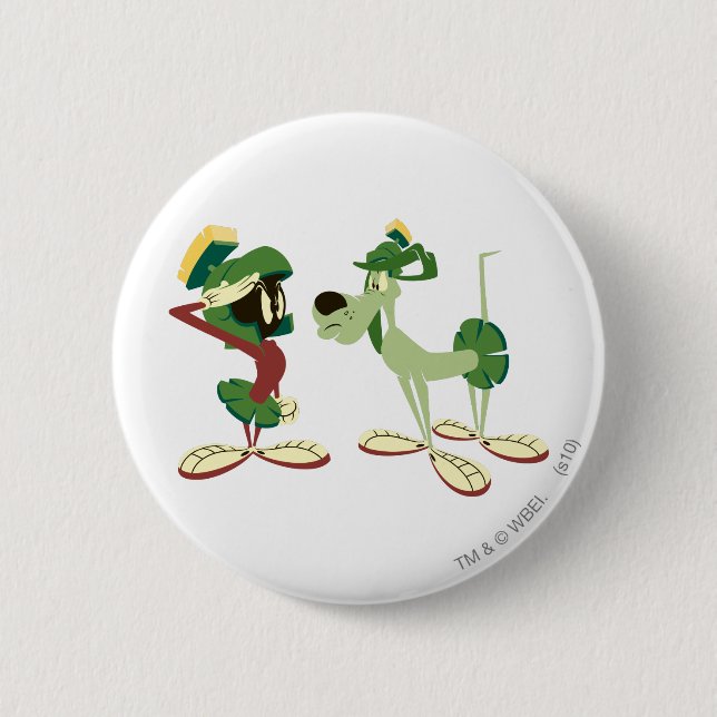 MARVIN THE MARTIAN™ and K-9 6 Cm Round Badge (Front)