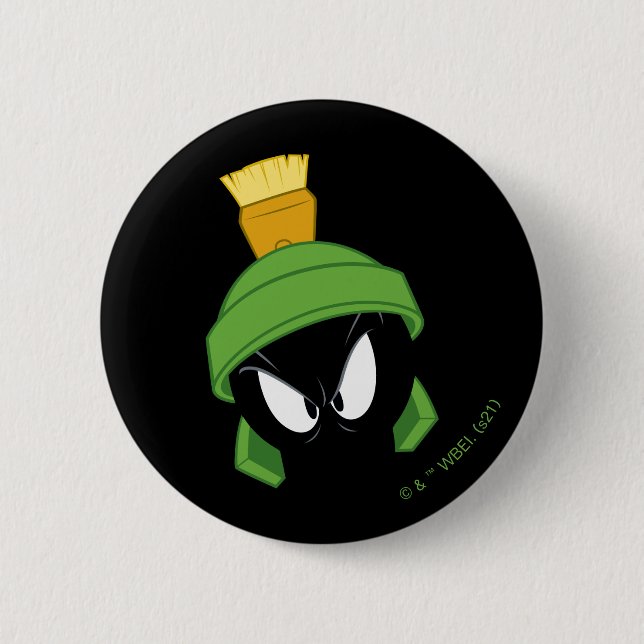MARVIN THE MARTIAN™ Angry Face 6 Cm Round Badge (Front)