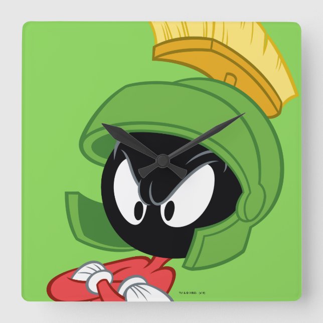 MARVIN THE MARTIAN™ | Arms Crossed Square Wall Clock (Front)