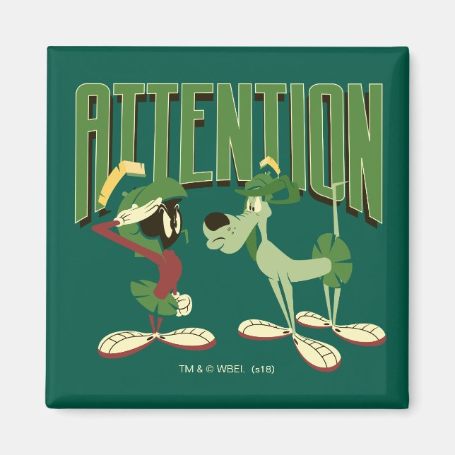 MARVIN THE MARTIAN™ & K-9 "Attention" Magnet (Front)