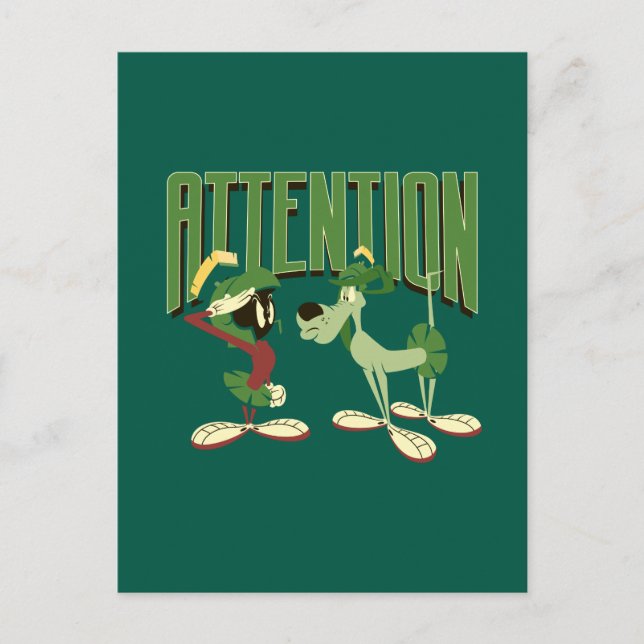 MARVIN THE MARTIAN™ & K-9 "Attention" Postcard (Front)