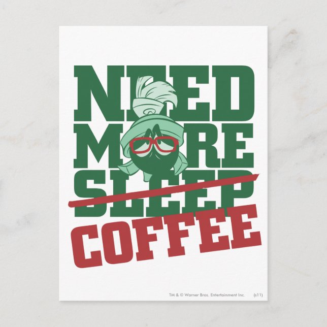MARVIN THE MARTIAN™ - Need More Coffee Postcard (Front)