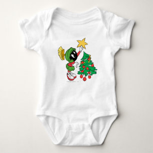 MARVIN THE MARTIAN™ putting star on tree Baby Bodysuit