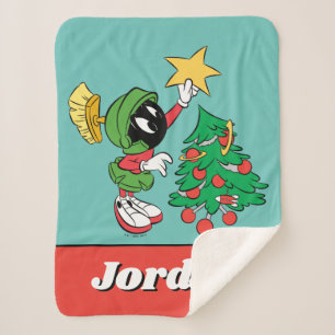 MARVIN THE MARTIAN™ putting star on tree Sherpa Blanket