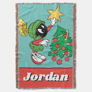 MARVIN THE MARTIAN™ putting star on tree Throw Blanket