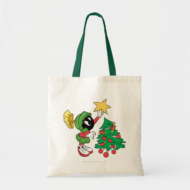 MARVIN THE MARTIAN™ putting star on tree Tote Bag (Front)