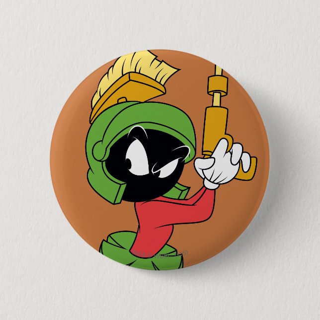 MARVIN THE MARTIAN™ Ready With Laser 6 Cm Round Badge (Front)