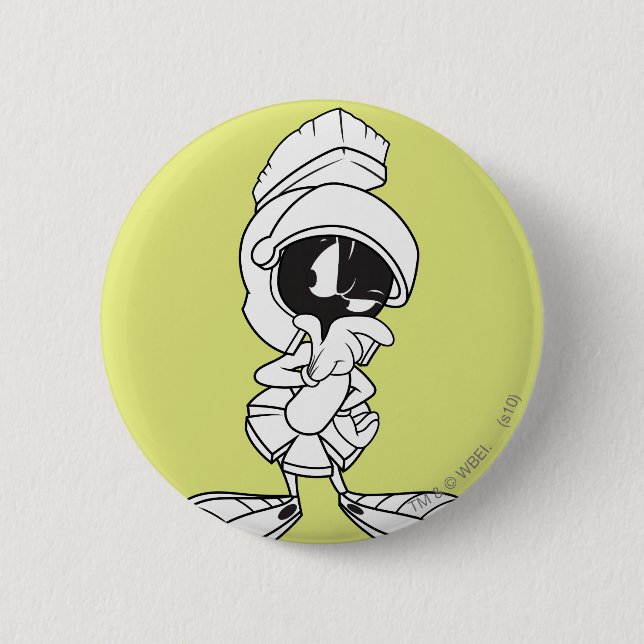 MARVIN THE MARTIAN™ Thinking 6 Cm Round Badge (Front)