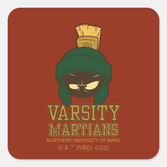 MARVIN THE MARTIAN™ Varsity Collegiate Graphic Square Sticker (Front)