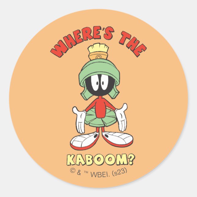 MARVIN THE MARTIAN™ Where's the Kaboom? Classic Round Sticker (Front)
