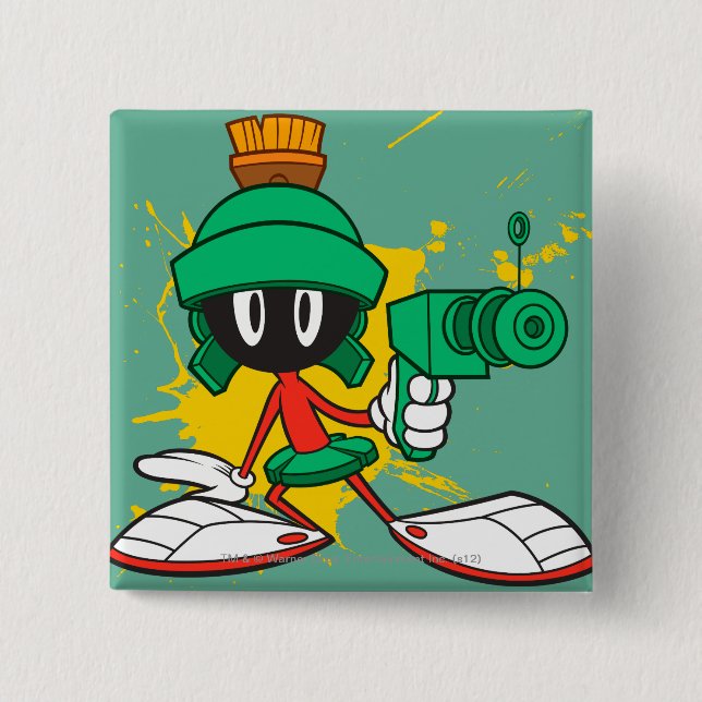 MARVIN THE MARTIAN™ With a Laser 15 Cm Square Badge (Front)