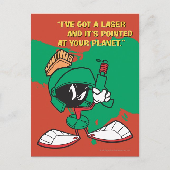 MARVIN THE MARTIAN™ with Laser Pointed Up Postcard (Front)