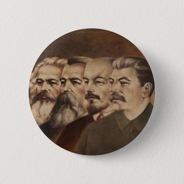 Marx, Engels, Lenin, and Stalin 6 Cm Round Badge (Front)