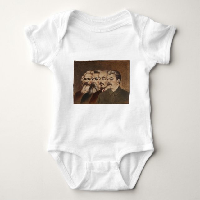 Marx, Engels, Lenin, and Stalin Baby Bodysuit (Front)