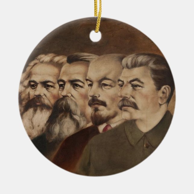 Marx, Engels, Lenin, and Stalin Ceramic Tree Decoration (Front)