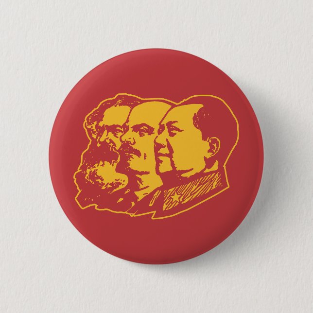 Marx Lenin Mao Portrait 6 Cm Round Badge (Front)