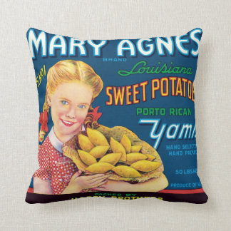Mary Agnes Louisiana Sweet Potatoes Vintage Label Cushion
