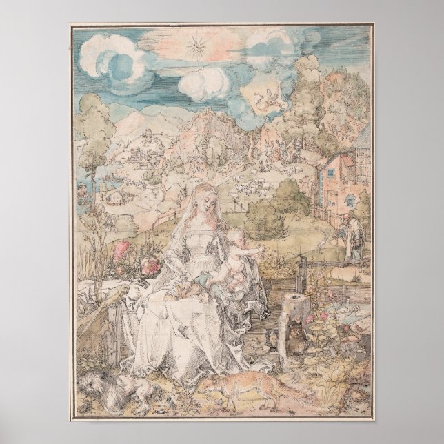 Mary Among a Multitude of Animals by Durer Poster (Front)