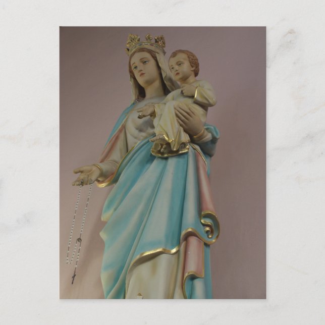 Mary and Baby Jesus Catholic Church Statue Postcard (Front)