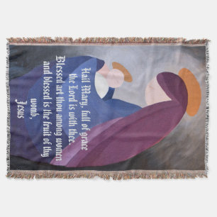 Mary and baby Jesus Hail Mary vintage painting Throw Blanket